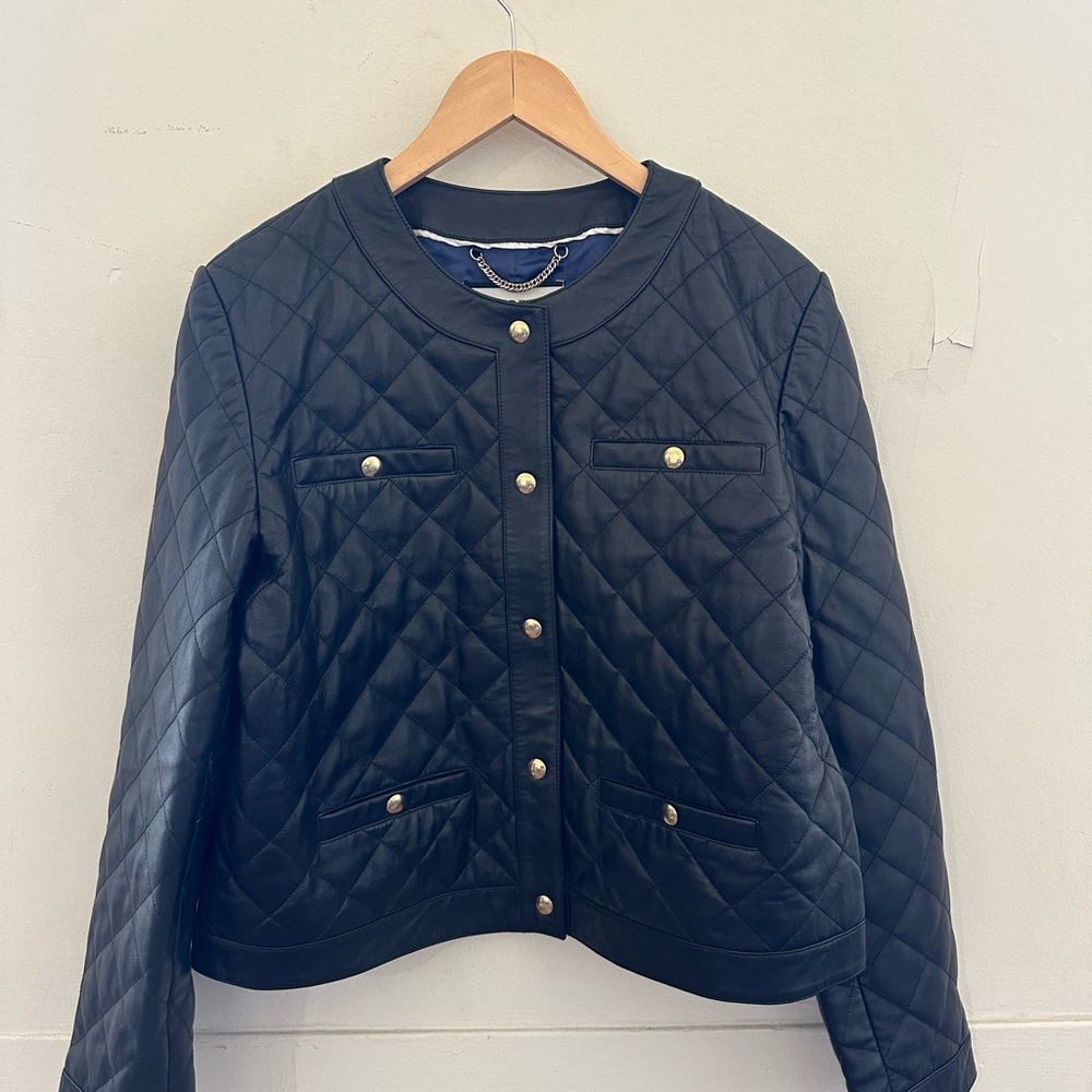 J. Crew Black Quilted Leather Jacket NWT